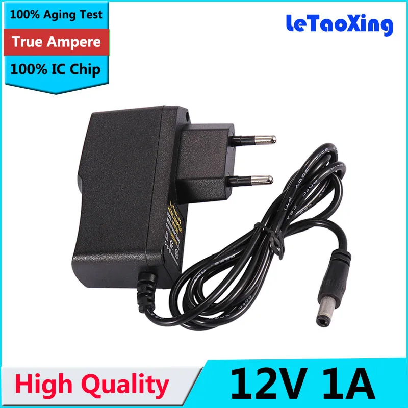 

12V1A AC 100V-240V Converter power Adapter DC 12V 1A 1000mA Power Supply US/EU Plug DC 5.5mm x 2.1mm 1PCS