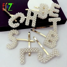 F. J4Z, модные заколки для волос с буквенным принтом и искусственным жемчугом, великолепные женские заколки для волос,, ювелирные изделия для волос для девочек, Palillos del pelo
