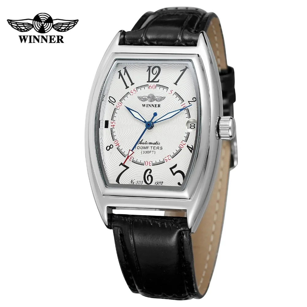 

Rectangle T- winner Relojes Hombre Mechanical Brand Watches Automatic Men Watch Male Watches Genuine Leather Strap Business