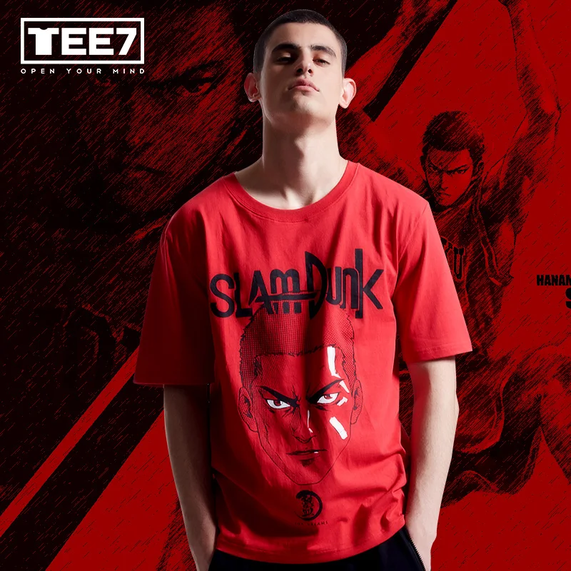 

SlamDunk Cotton T shirt SD Hanamichi Sakuragi Takenori Akagi Short sleeve O-neck T-shirts Mens Casual clothes