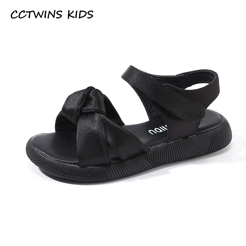 

CCTWINS Kids Shoes 2019 Summer Girls Fashion Princess Flat Children Cotton Shoe Beach Baby Brand Barefoot Sandals Black BS188