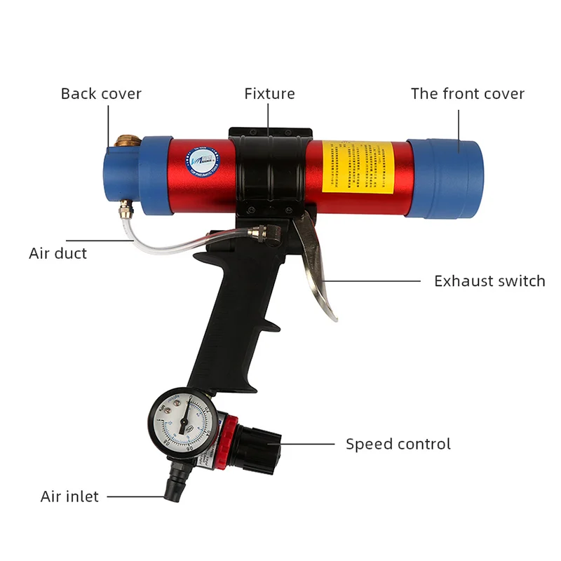 Caulking Gun 310ML Air Caulking Gun/Pneumatic Cartridge Dispenser Silicon Sealant Applicator Glass Gluing Tool Construction