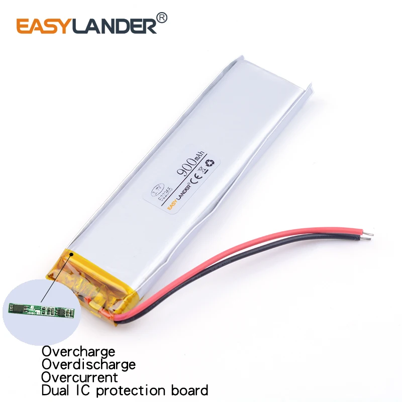 3.7V 522365 900mAh Rechargeable Lithium Li-ion Polymer Battery 3