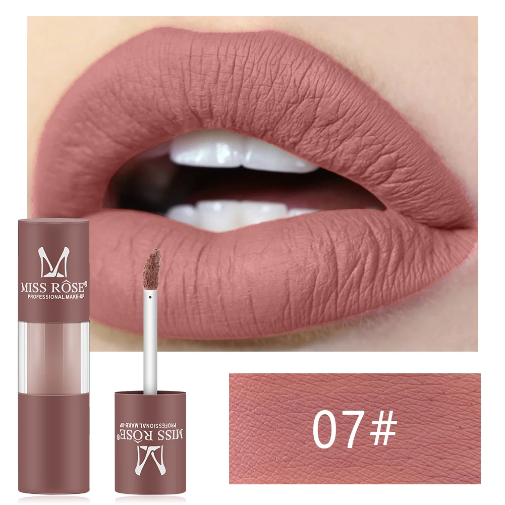 

Miss Rose Matte Lip Gloss Waterproof Lasting Sexy Nude Color Pigment Lipstick Lipgloss Maquiagem Profissional Completa TSLM2