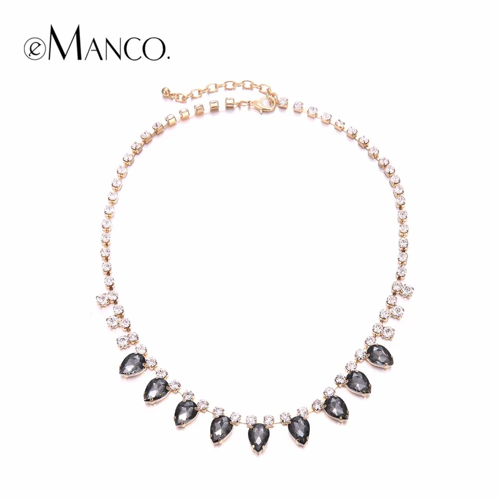 

eManco Statement Luxury glass Crystal Necklace for women Trendy Geometric Chokers Necklace Brand Fashion Jewelry