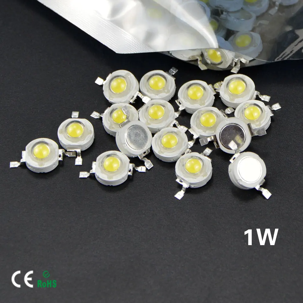 Jammas 100pcs/lot Full Watt 1W 3W High Power LED lamp White Warm White 120-130LM LEDs Bulb Light Emitting Diodes Chip Red Green RGB Emitting Color: Red, Wattage: 1 W 