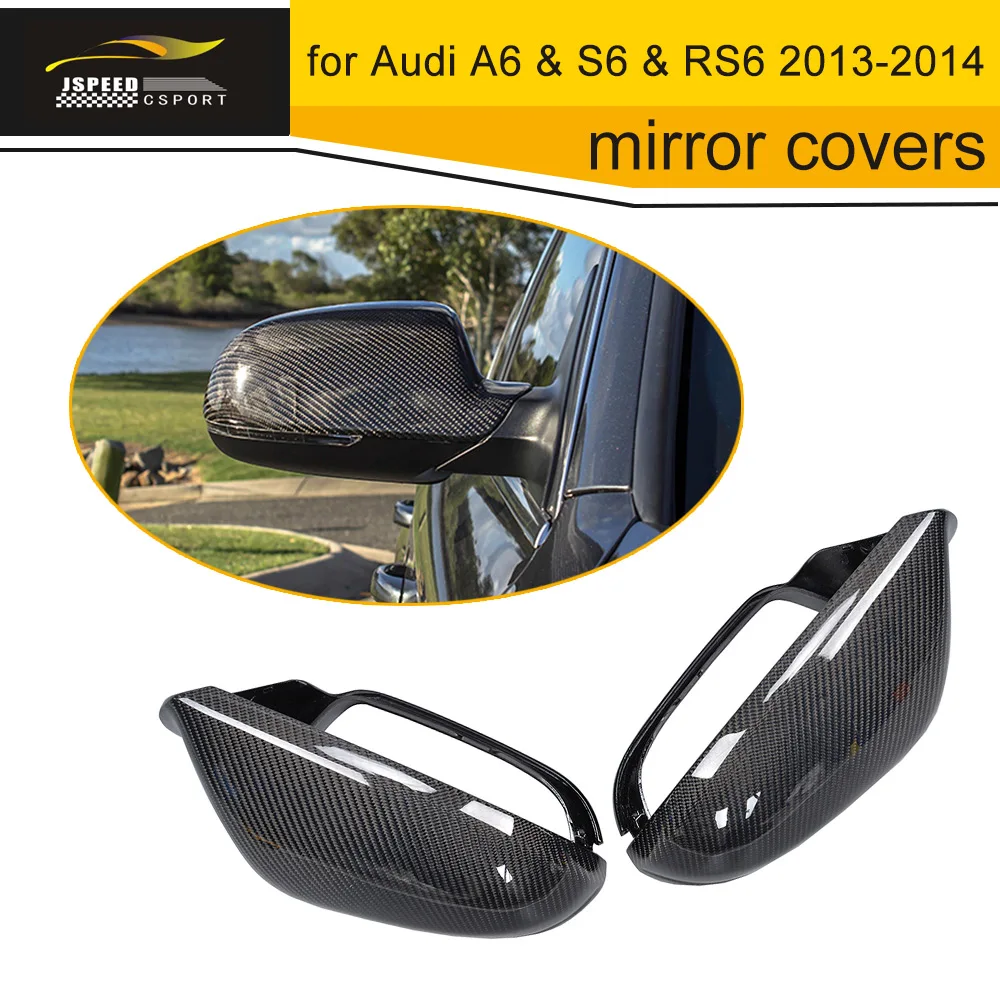 Carbon fiber replacement styling car side mirror covers trim for Audi