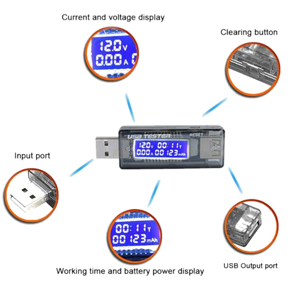 

Detector Charger Indicator QC2.0/3.0 Digital USB Tester DC Voltmeter Meter Voltage Current Power Amperimetro AMP Volt Ammeter