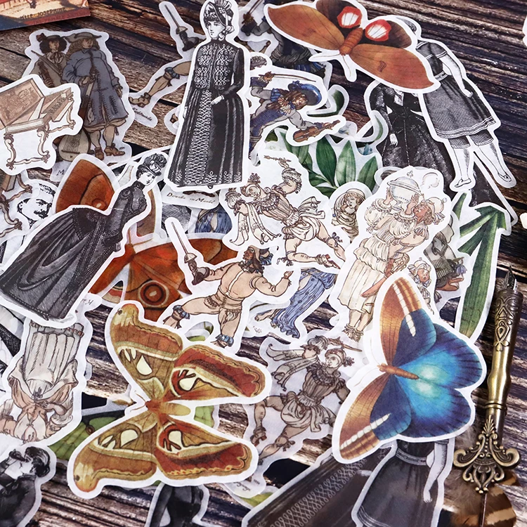 50 pcs/pack Plant illustration series Cute Vintage Sticker Custom Stickers Diary Stationary Flakes Scrapbook DIY Decorative