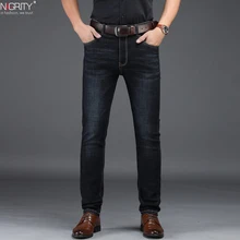 NIGRITY бренд новые мужские Модные джинсы деловые повседневные Стрейчевые узкие джинсы классические брюки джинсовые брюки мужские большие размеры 29-42