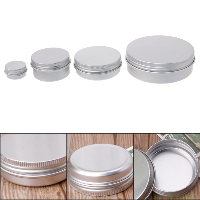 

5-120ml Empty Aluminium Cosmetic Pot Jar Silver Tin Container Round Box with Lid Drop Ship Support
