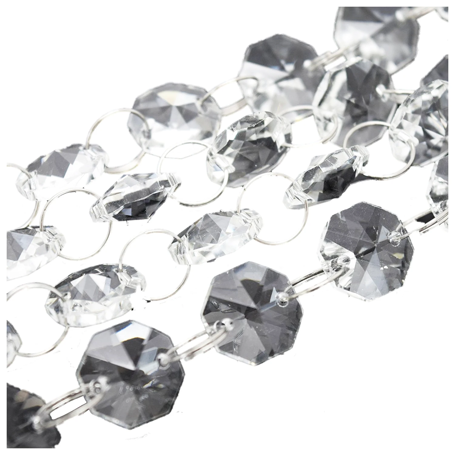 

HOT-5 Metre Chandelier Crystal Clear Octagon Sun Catcher 14mm With Chrome Connectors - Excellent Quality Glass Garlands, Weddi