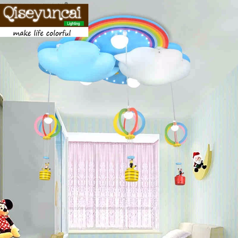 

Qiseyuncai 2017 new Children's bedroom Remote controlled LED ceiling lamp boy girl room cartoon creative warm lighting