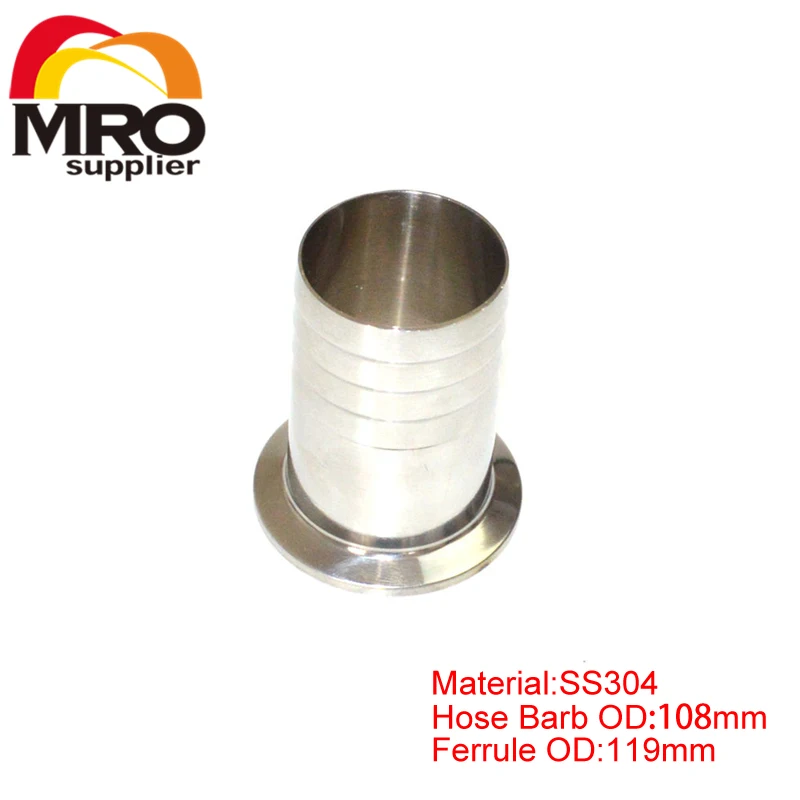 

108mm Sanitary Hose Barb Pipe Fitting Tri Clamp Type 119mm Ferrule Quick Connector Stainless Steel SS 304 SSH108