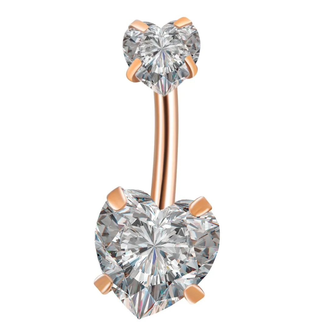 1pc Stainless Steel Zircon Body Belly Button Rings Shellhard Fashion Statement Piercing Jewelry Charm Heart Navel Piercing 14G