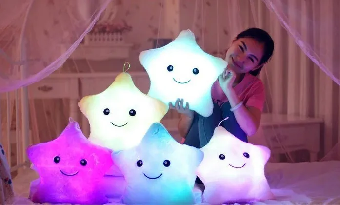 Luminous pillow Christmas Toys Led Light Pillow plush Pillow Hot Colorful Stars kids Toys Free Shipping