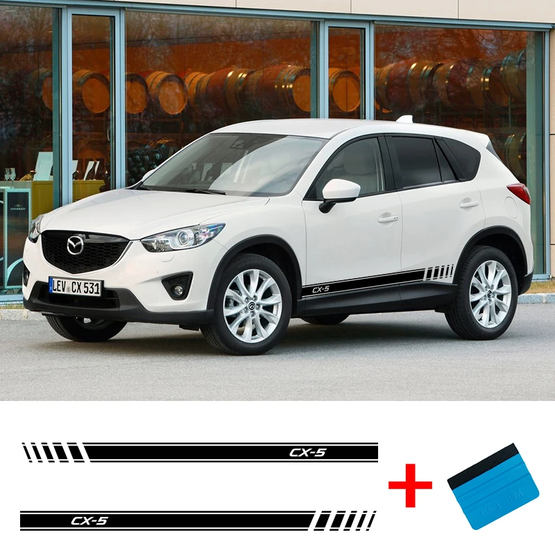 

2 PCS CX5 Vinyl Car Styling Side Stripes Skirt Sticker Vehicle Auto Decals Wraps Body Graphics For Mazda CX-5