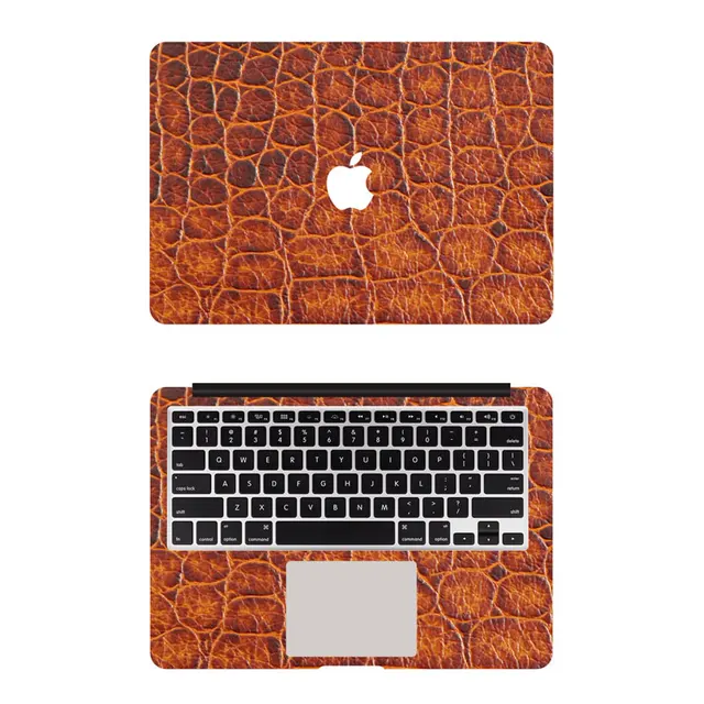 Brown Crocodile Leather Skin Top+Wrist Full Decal Laptop Skin For Apple