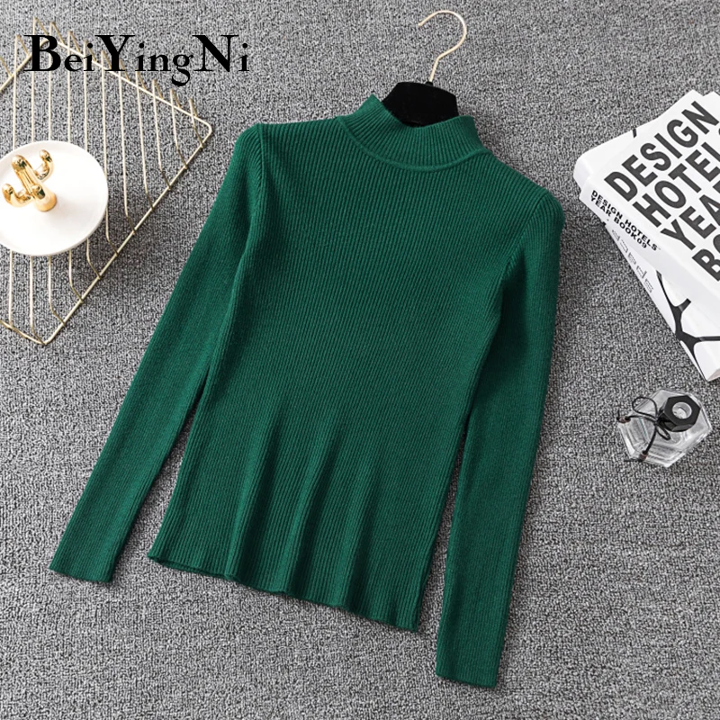 Beiyingni Winter Turtleneck Women Soft High Quality Casual Slim Knitted Sweaters Autumn Korean Basic Pull Solid Knit Tops Femme Beiyingni Winter Turtleneck Women Soft High Quality Casual Slim Knitted Sweaters Autumn Korean Basic Pull Solid Knit Tops Femme