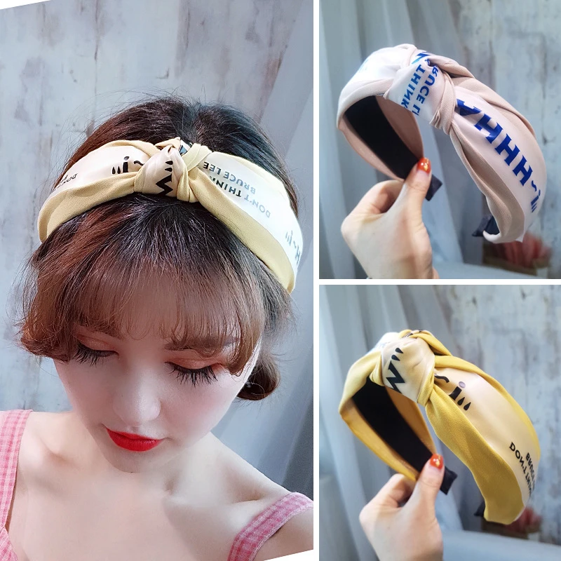 

New Arrival Women Knot Hairband Small Fresh Print Letter Hairhoop For Girls Fashion Headwear Hair Accessories Headband