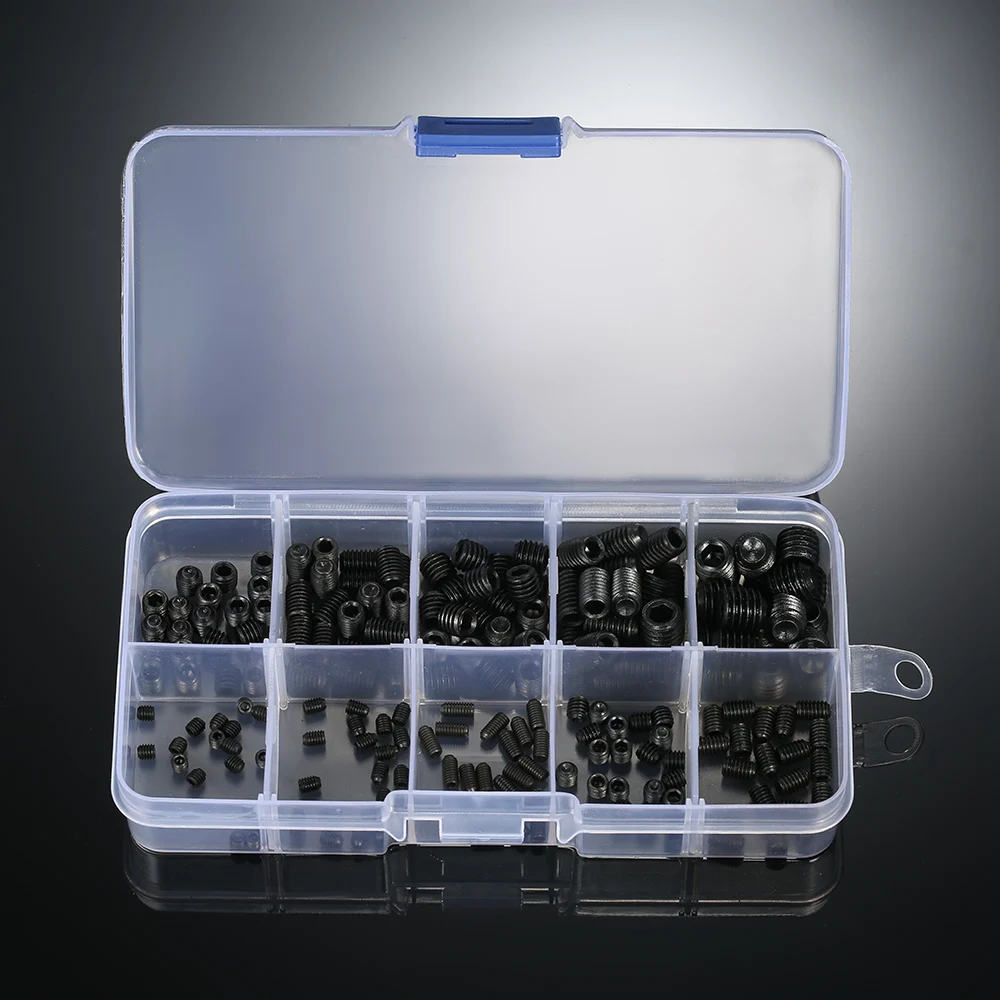 

200pcs Hexagon Socket Headless Screw Concave End Fixing Screw For Home Use