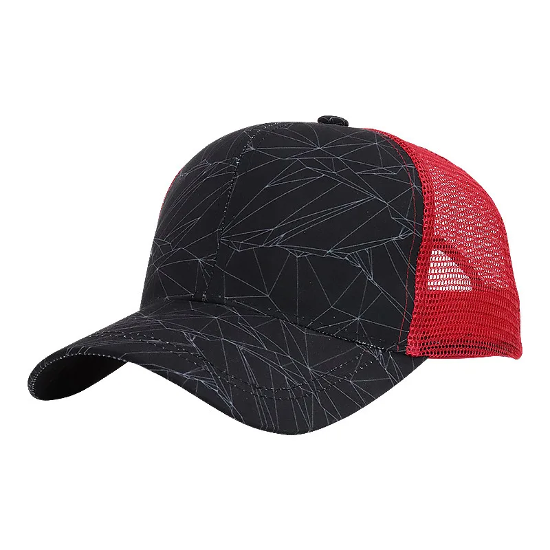XPeople, женская кепка с конским хвостом, сетчатая Кепка с высоким ворсом, Кепка с пони, простая бейсболка, кепка для папы, регулируемый размер - Цвет: Black Red