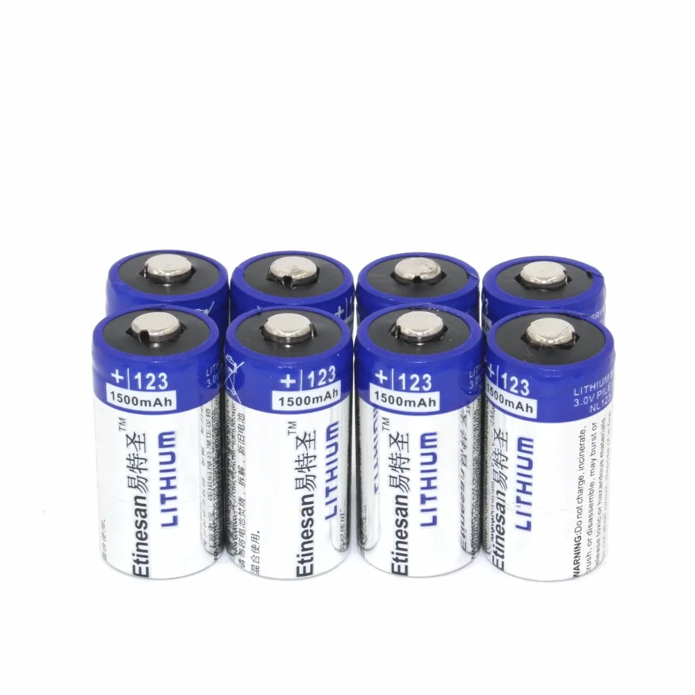 8 шт./лот Etinesan1500mAh литиевая батарея CR123A 3 V фотобатарея EL123A CR17345 123 123a вольт