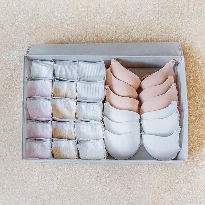 2019 New Oxford Durable Drawer Organizers Underwear Bra Socks Storage Box Waterproof Foldable 16 Cells Closet Organizers Boxes