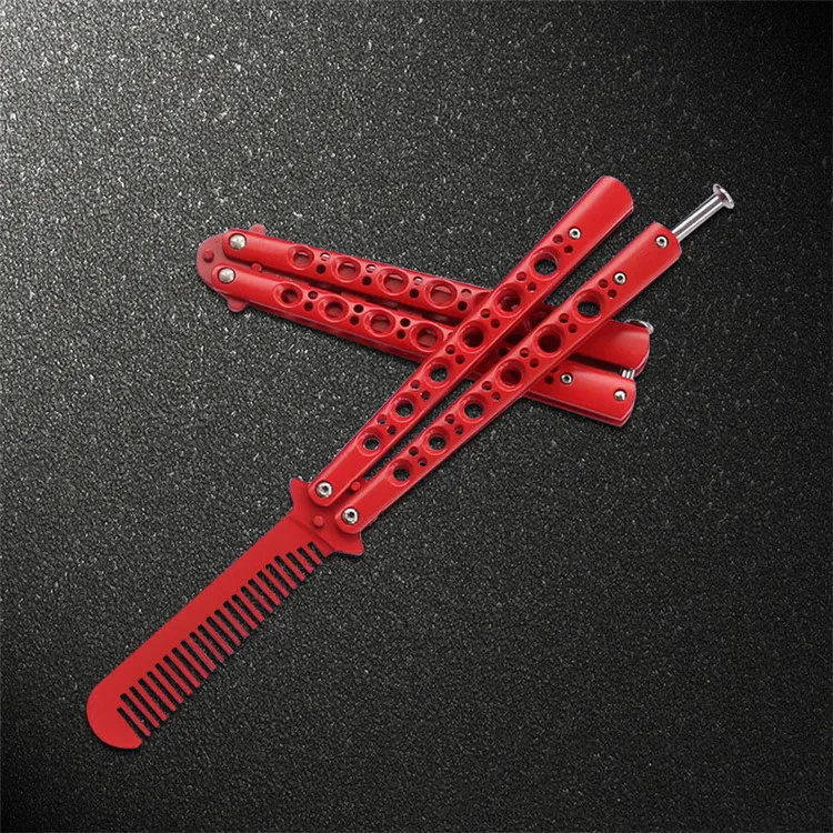 1PC Red Practice BALISONG METAL BUTTERFLY Tactical Knife Steel Trainer Knife Fighting Survival