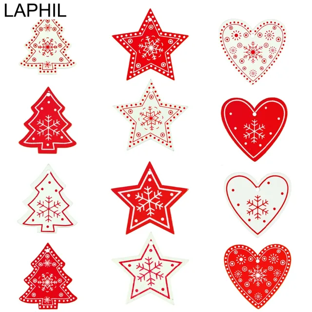 laphil 20pcs snowflake christmas wooden pendants ornaments merry