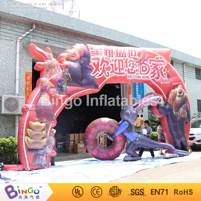 

2016 amusement park inflatable cartoon decorative arch gate for welcome 9.6 m toy