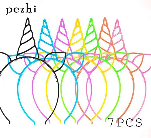 Повязка на голову в виде единорога, корона, кошачьи уши, бант, животное, милый обруч для волос для девочек, повязка на голову, Детские аксессуары для дня рождения, вечерние аксессуары, головные уборы - Цвет: 6pcs Unicorn