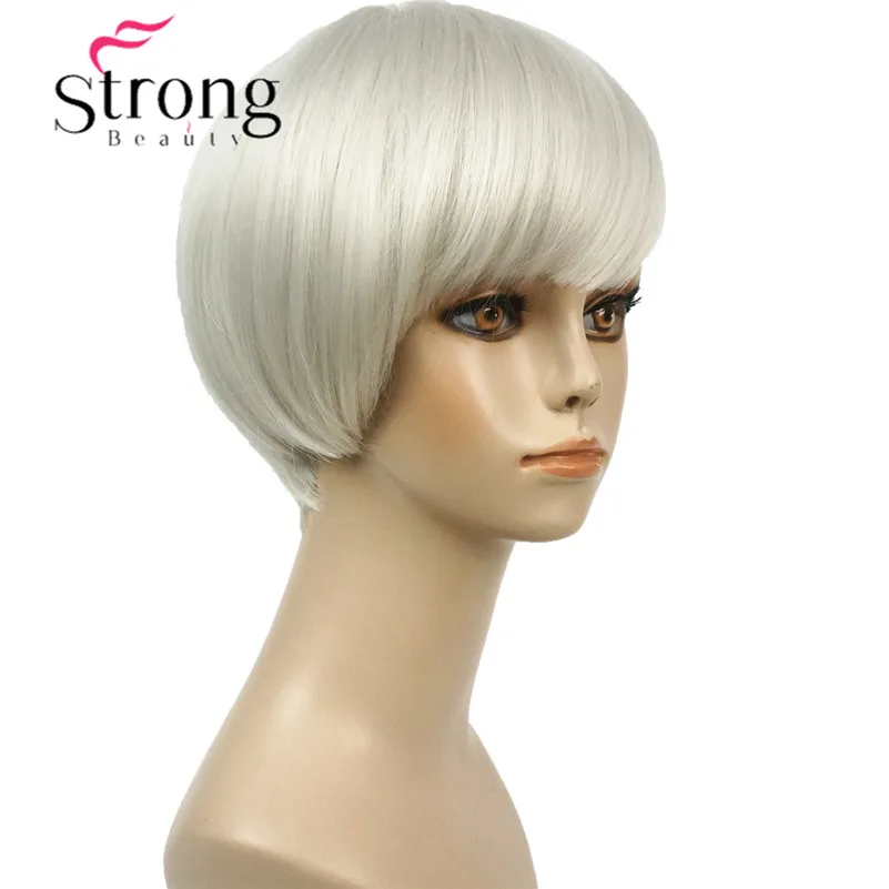 StrongBeauty короткий мягкий белый блондин парик тепла freindy Синтетический Полный парик для женщин