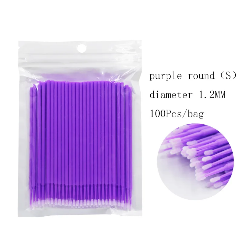 Purple S 100 шт./пакет Одноразовые ресниц макияж кисти микро кисть туши для ресниц наращивание ресниц удаление инструмент - Цвет: Purple S