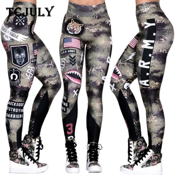 

TCJULY New Design US Navy Patterns Printed Camo Leggings High Waist Push Up Workout Pants Quick Dry Streetwear Flex Legins Women