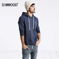 SIMWOOD Sweatshirts men solid color casual hoodies 2021 Autumn new embroidered hooded pullover joggers hoodie plus size 180211
