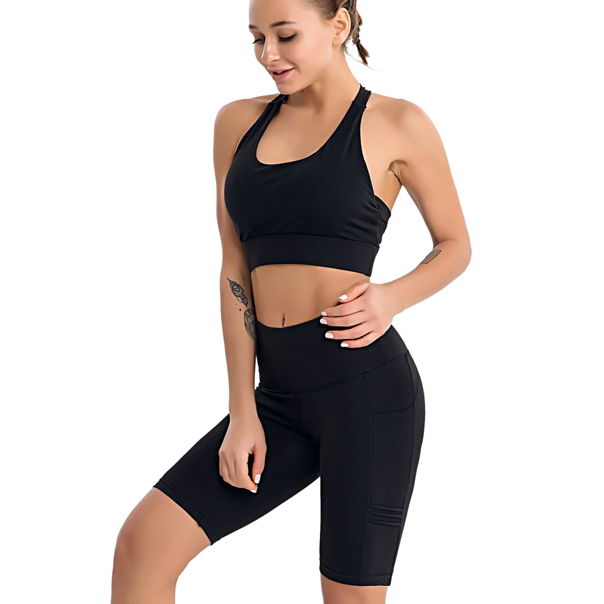 Высокая Талия Спортивная одежда для женщин тренировка Бег Йога шорты для похудения боковые карманы Спортивная одежда для женщин тренажерный зал фитнес одежда