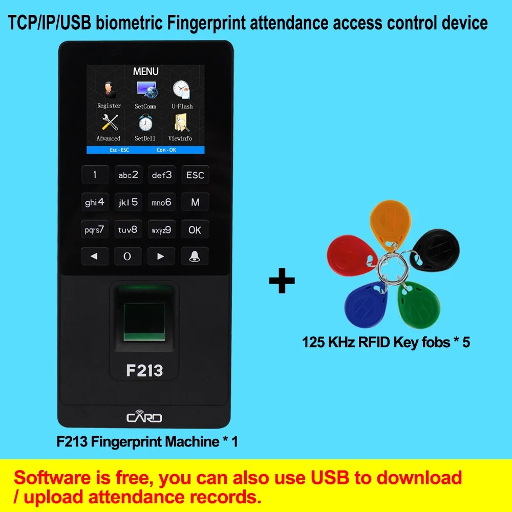 F213 RFID биометрическая система контроля доступа отпечатков пальцев TCP/IP идентификация пальцев время посещаемости с электрическим замком двери USB устройство - Цвет: F213
