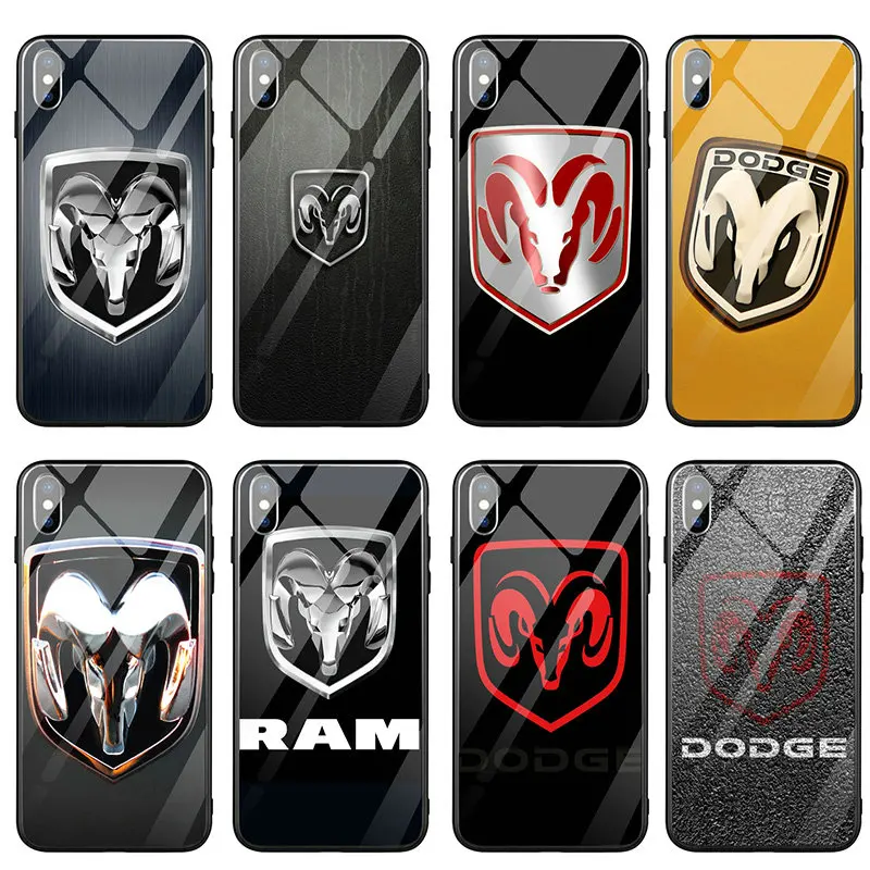 

Dodge Challenger STR Ram Demon Logo Tempered Glass Phone Cases Cover for iPhone 5 5S SE 7 6 6s Plus X XR XS Max SE Coque Shell