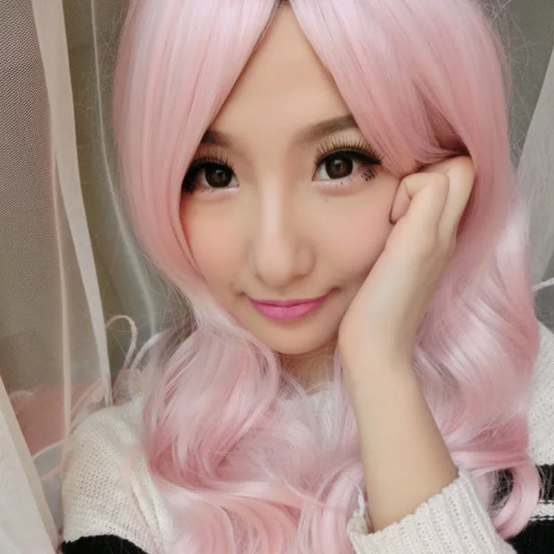 

70CM Curly Hair Party Cosplay Long Curly Wavy Hair Women Girls Wigs Heat Sexy Wig Pink New Natural Fashion Beauty