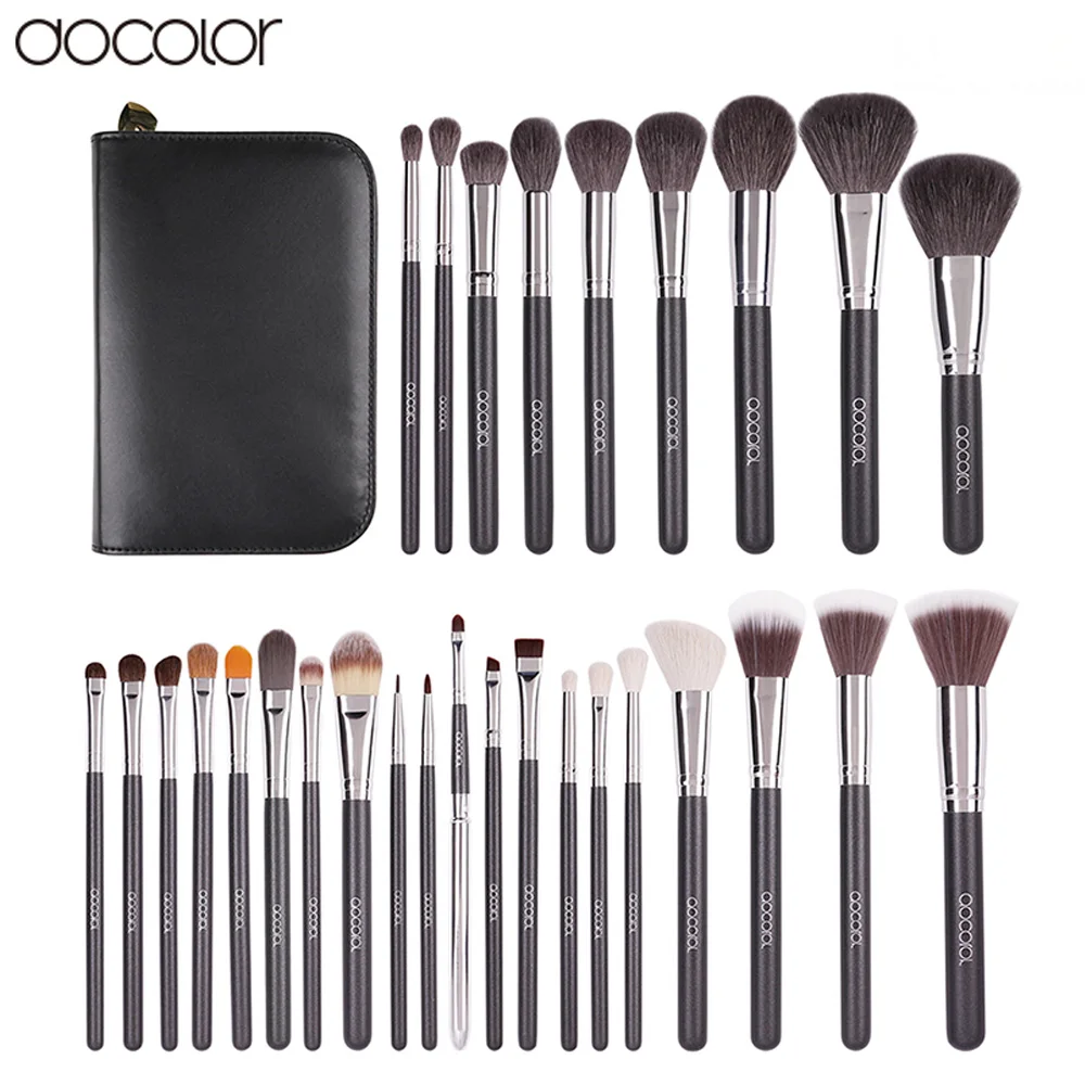 

Docolor 29PCS High Quality Makeup Set With Case Professional Cosmetic Brush set Nature Bristle Make up Brushes Makeup Tool