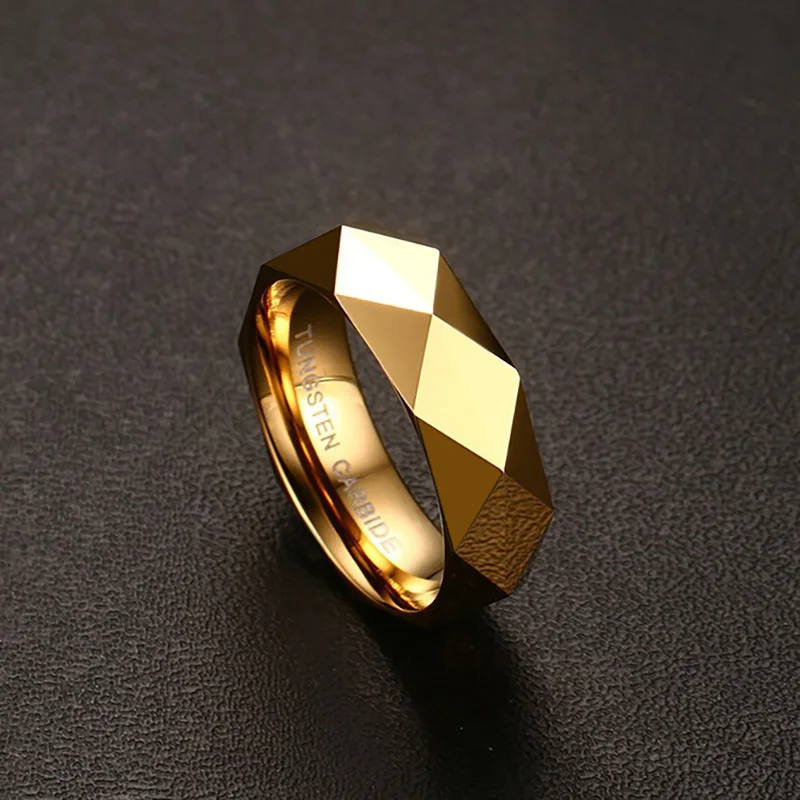 Men's Tungsten Carbide Wedding Ring US Size 6 7 8 9 10 11 Gold Color