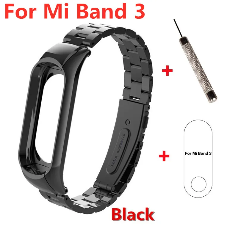 Mi band 3 mi band 4 сменный металлический ремешок на запястье браслет из нержавеющей стали браслеты mi Band 3 ремешок для Xiaomi mi band 4 - Цвет: tool and protector