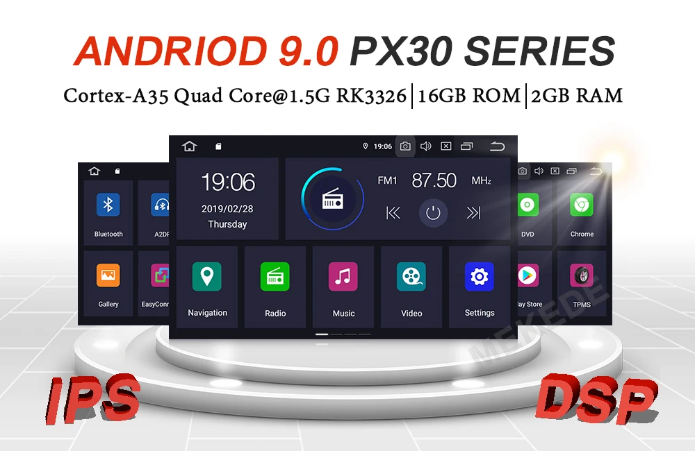 MEKEDE Android 9,0 10,25 ''ips DSP Автомобильный мультимедийный dvd-плеер для 2din универсальный для toyota nissan gps навигация аудио радио