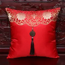 45*45 см китайская ручная работа Ретро Мода Смешанная шелковая парча кисточкой красная мягкая крышка