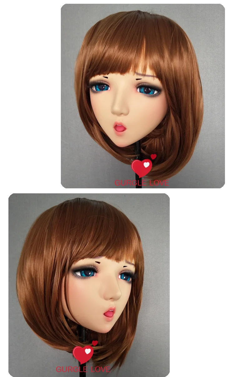 (GL090) Sweet Girl Resin Half Head BJD Kigurumi Mask With Eyes Cosplay Anime Role Lolita Mask Crossdress Doll