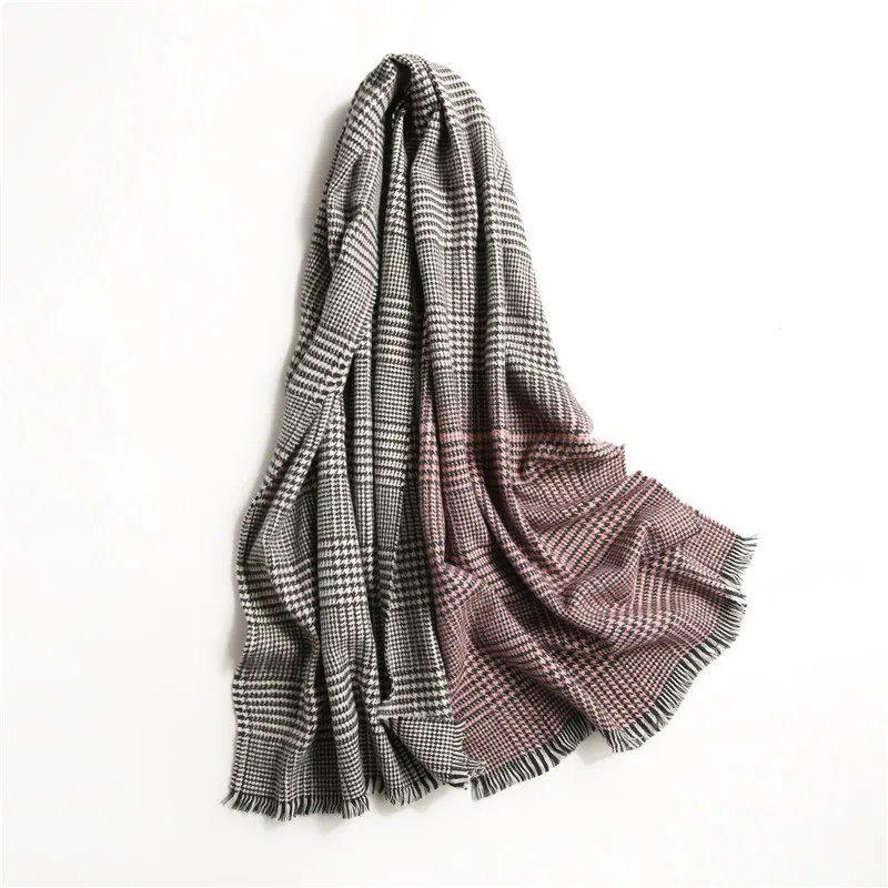 Роскошный брендовый кашемировый женский шарф в клетку, зимние теплые вязаные шали и палантины из пашмины, длинное женское плотное одеяло - Цвет: 6