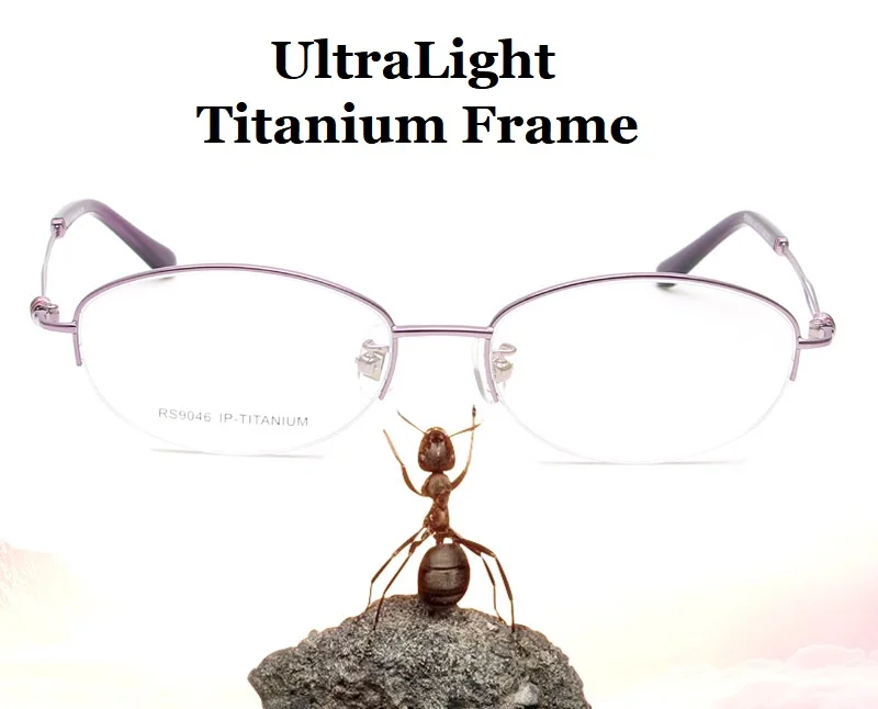 Pure titanium индивидуальность Половина обода Женские оправы для очков ультрасветлые при миопии пресбиопии женские оправа для очков для чтения