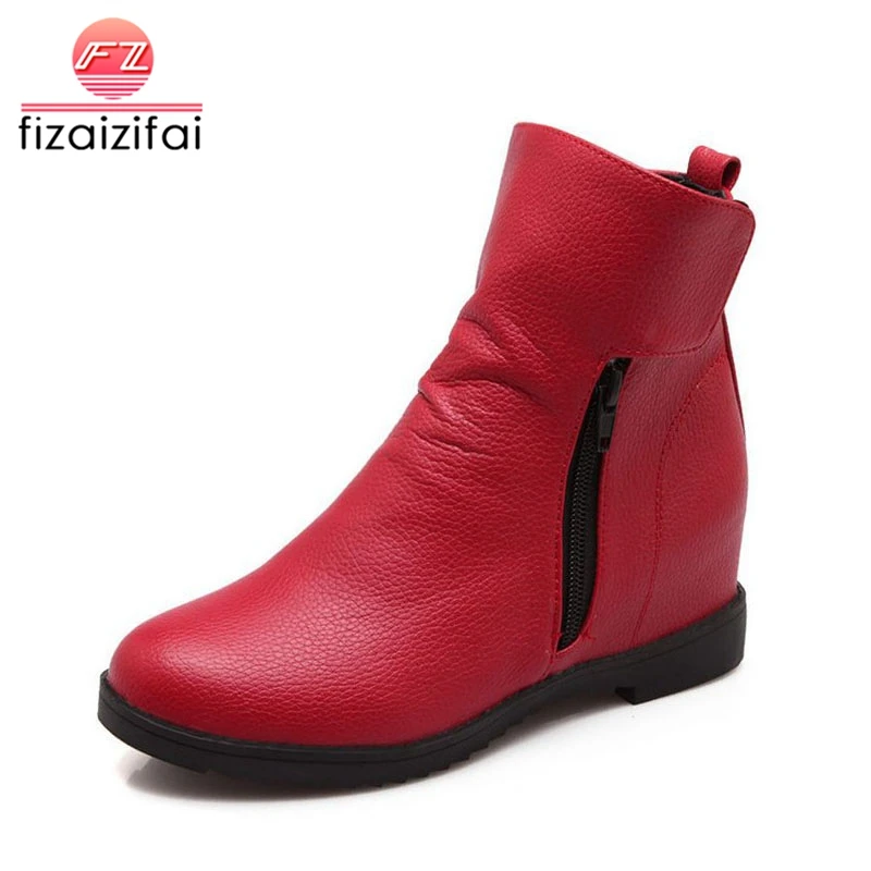

Women Flats Half Short Boots Winter Snow Round Toe Boot Zipper Casual Shoes Woman Footwear Warm Botas Shoes Size 35-43