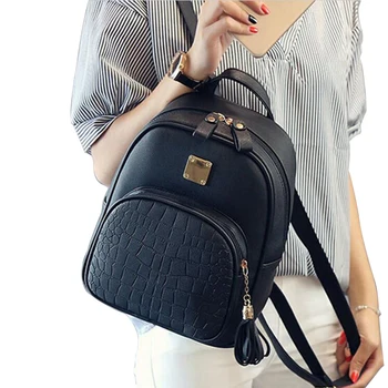 

eTya New Fashion Women Backpacks Women's PU Leather Backpacks Girl School Bag High Quality Ladies Bags black blue pink gray